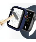 ENKAY Hat-Prince 2 in 1 PC Frame + 9H Tempered Glass Protector Full Coverage Case For Apple Watch Series 8 / 7 45mm(Dark Blue)