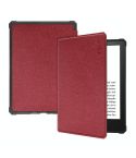 For Amazon Kindle Paperwhite 5 2021 ENKAY Solid Color Denim Texture Horizontal Flip Leather Tablet Case with Sleep / Wake-up Function(Wine Red)