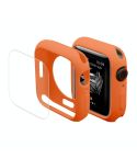 ENKAY Hat-Prince Protective TPU Watch Case + Full Coverage PET Screen Protector Film For Apple Watch Series 8 / 7 45mm(Orange)