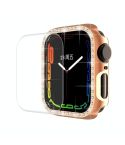 ENKAY Hat-Prince Electroplate PC Diamond Watch Case + Full Coverage Curved PET Screen Protector Film For Apple Watch Series 8 / 7 45mm(Rose Gold)
