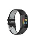 For Fitbit Charge 5 Double Color Metal Buckle Hole Silicone Watch Band(Black Gray)