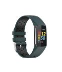 For Fitbit Charge 5 Double Color Metal Buckle Hole Silicone Watch Band(Green Black)