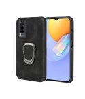 Ring Holder PU Phone Case For vivo Y31 / Y51 2020 Indian(Black)