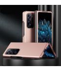 For OPPO Find N Folding Skin Scrub Plain Leather Phone Case(Rose Gold)