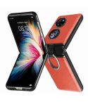 For Huawei P50 Pocket Litchi Pattern Ring Buckle Folding Phone Case(Orange)