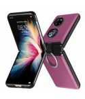 For Huawei P50 Pocket Litchi Pattern Ring Buckle Folding Phone Case(Purple)