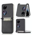 For Huawei P50 Pocket Litchi Pattern Card Folding Phone Case(Black)
