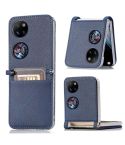 For Huawei P50 Pocket Litchi Pattern Card Folding Phone Case(Blue)