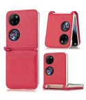 For Huawei P50 Pocket Litchi Pattern Card Folding Phone Case(Red)