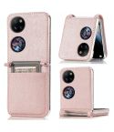 For Huawei P50 Pocket Litchi Pattern Card Folding Phone Case(Pink)