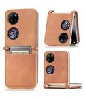 For Huawei P50 Pocket Litchi Pattern Card Folding Phone Case(Brown)