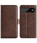 For Google Pixel 7 Dual-side Magnetic Buckle Leather Phone Case(Brown)
