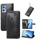 For OPPO Reno7 5G Mandala Flower Embossed Flip Leather Phone Case(Black)
