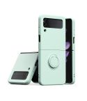 Silicone Integrated Ring Buckle Mobile Phone Case For Samsung Galaxy Z Flip4(Light Cyan)