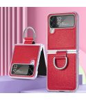 For Samsung Galaxy Z Flip4 Colorful Ring Hinged Folding Phone Case(Red)