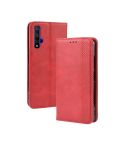 Magnetic Buckle Retro Crazy Horse Texture Horizontal Flip Leather Case for HUAWEI Honor 20 , with Holder & Card Slots & Photo Frame(Red)