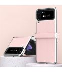 For Samsung Galaxy Z Flip4 Litchi Texture Leather Metal Frame Hinge Phone Case(Pink)