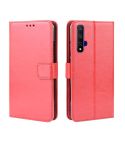 Retro Crazy Horse Texture Horizontal Flip Leather Case for HUAWEI Honor 20 , with Holder & Card Slots & Photo Frame(Red)