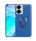 For OnePlus Nord 2T 5G Ring Holder Honeycomb PU Phone Case(Navy Blue)