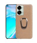 For OnePlus Nord 2T 5G Ring Holder Honeycomb PU Phone Case(Coffee)