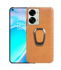 For OnePlus Nord 2T 5G Ring Holder Honeycomb PU Phone Case(Orange)