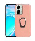 For OnePlus Nord 2T 5G Ring Holder Honeycomb PU Phone Case(Pink)