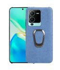 For vivo S15 Pro Ring Holder Honeycomb PU Phone Case(Wathet)