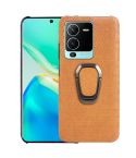 For vivo S15 Pro Ring Holder Honeycomb PU Phone Case(Orange)