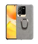 For vivo S15 Ring Holder Honeycomb PU Phone Case(Grey)