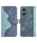 For vivo Y02s Stitching Horizontal Flip Leather Phone Case(Blue)