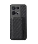 For OPPO Reno 8 Pro Carbon Fiber Magnetic Card Bag Phone Case(Black)