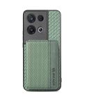 For OPPO Reno 8 Pro Carbon Fiber Magnetic Card Bag Phone Case(Green)