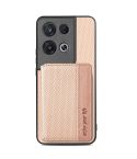 For OPPO Reno 8 Pro Carbon Fiber Magnetic Card Bag Phone Case(Khaki)
