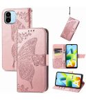For Xiaomi Redmi A1 Butterfly Love Flower Embossed Leather Phone Case(Rose Gold)
