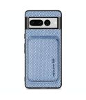 For Google Pixel 7 Pro Carbon Fiber Leather Card Magsafe Phone Case(Blue)