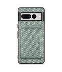 For Google Pixel 7 Pro Carbon Fiber Leather Card Magsafe Phone Case(Green)
