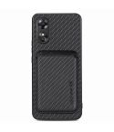 For OPPO A17 Pro Carbon Fiber Leather Card Magsafe Phone Case(Black)