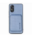 For OPPO A17 Pro Carbon Fiber Leather Card Magsafe Phone Case(Blue)