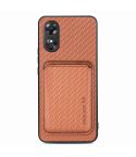 For OPPO A17 Pro Carbon Fiber Leather Card Magsafe Phone Case(Brown)