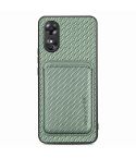 For OPPO A17 Pro Carbon Fiber Leather Card Magsafe Phone Case(Green)