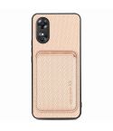 For OPPO A17 Pro Carbon Fiber Leather Card Magsafe Phone Case(Khaki)