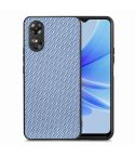 For OPPO A17 Carbon Fiber Texture Leather Back Cover Phone Case(Blue)