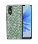 For OPPO A17 Carbon Fiber Texture Leather Back Cover Phone Case(Green)