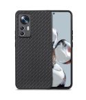 For Xiaomi 12T Carbon Fiber Texture Leather Back Cover Phone Case(Black)