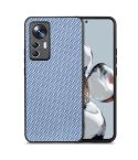For Xiaomi 12T Carbon Fiber Texture Leather Back Cover Phone Case(Blue)