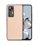 For Xiaomi 12T Carbon Fiber Texture Leather Back Cover Phone Case(Khaki)
