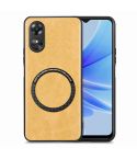 For OPPO A17 Solid Color Magsafe Leather Phone Case(Yellow)