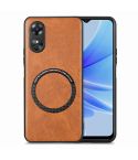 For OPPO A17 Solid Color Magsafe Leather Phone Case(Brown)