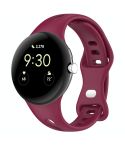 For Google Pixel Watch Water Drop Slimming Butterfly Button Solid Silicone Band(Wine Red)