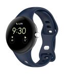 For Google Pixel Watch Water Drop Slimming Butterfly Button Solid Silicone Band(Midnight Blue)